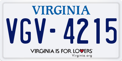 VA license plate VGV4215