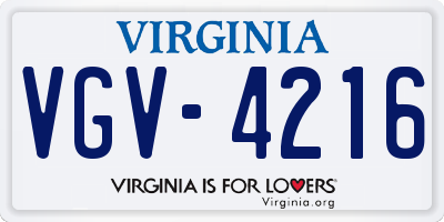 VA license plate VGV4216