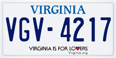 VA license plate VGV4217