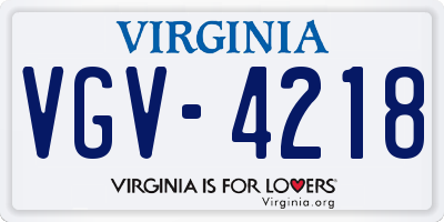 VA license plate VGV4218