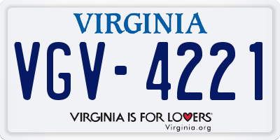 VA license plate VGV4221