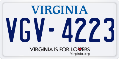 VA license plate VGV4223