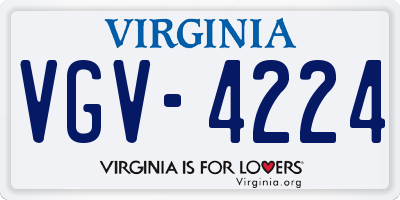VA license plate VGV4224