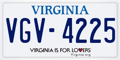 VA license plate VGV4225