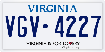 VA license plate VGV4227