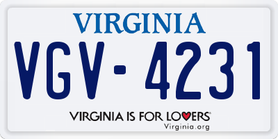 VA license plate VGV4231