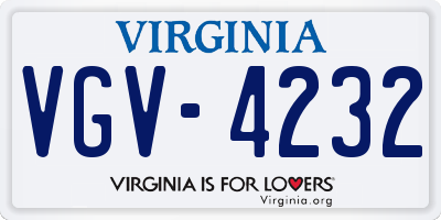 VA license plate VGV4232
