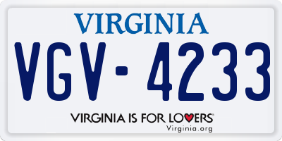 VA license plate VGV4233