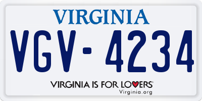 VA license plate VGV4234