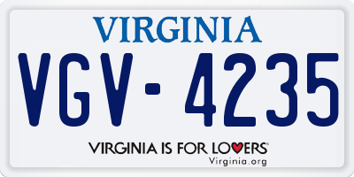 VA license plate VGV4235