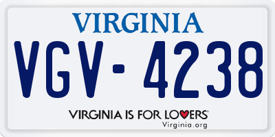 VA license plate VGV4238