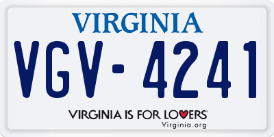 VA license plate VGV4241