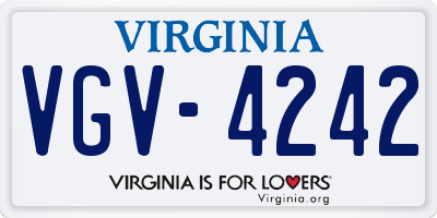 VA license plate VGV4242