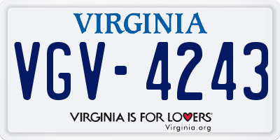VA license plate VGV4243