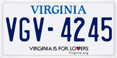 VA license plate VGV4245