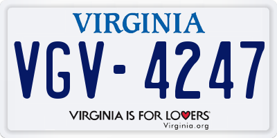 VA license plate VGV4247