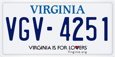 VA license plate VGV4251