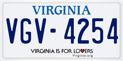 VA license plate VGV4254