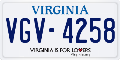 VA license plate VGV4258