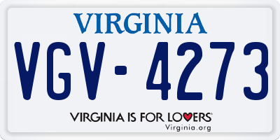 VA license plate VGV4273
