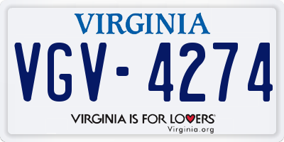 VA license plate VGV4274