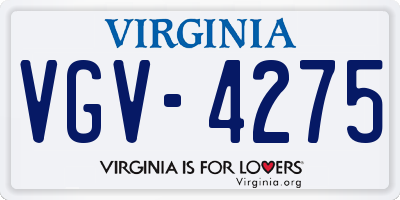 VA license plate VGV4275