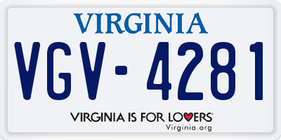 VA license plate VGV4281