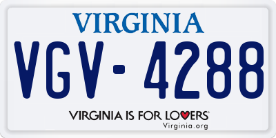 VA license plate VGV4288
