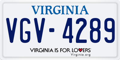 VA license plate VGV4289