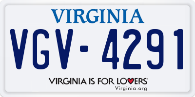 VA license plate VGV4291