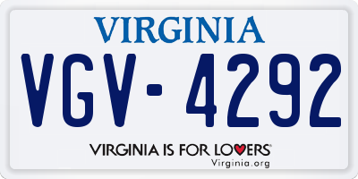 VA license plate VGV4292