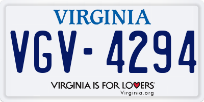 VA license plate VGV4294