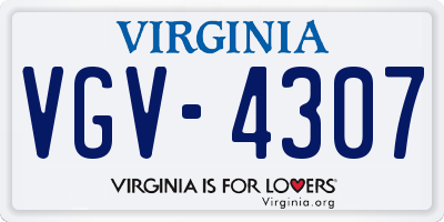 VA license plate VGV4307
