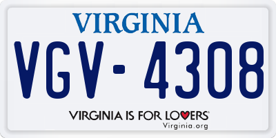 VA license plate VGV4308