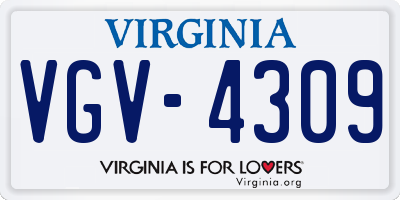 VA license plate VGV4309