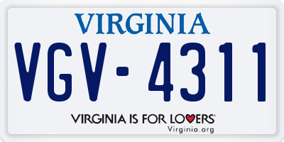 VA license plate VGV4311