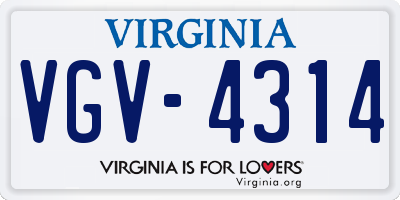 VA license plate VGV4314