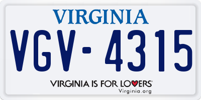 VA license plate VGV4315