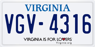 VA license plate VGV4316