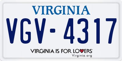 VA license plate VGV4317