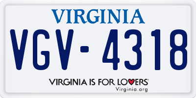 VA license plate VGV4318