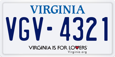VA license plate VGV4321