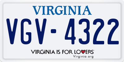 VA license plate VGV4322