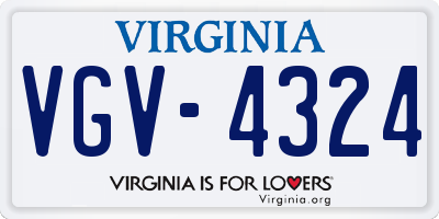 VA license plate VGV4324