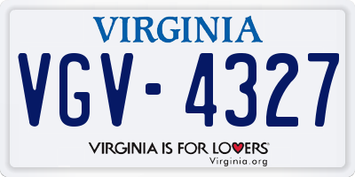 VA license plate VGV4327