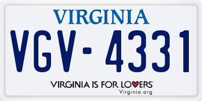 VA license plate VGV4331