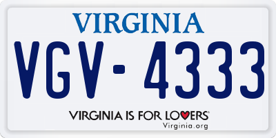 VA license plate VGV4333