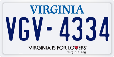 VA license plate VGV4334