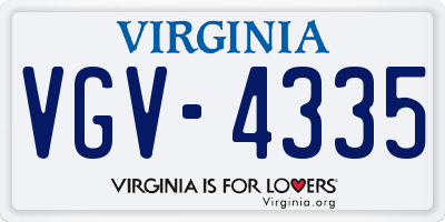 VA license plate VGV4335