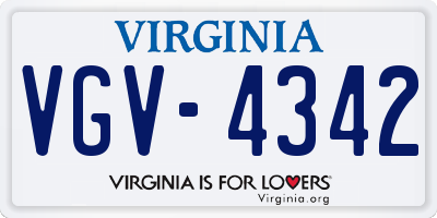 VA license plate VGV4342